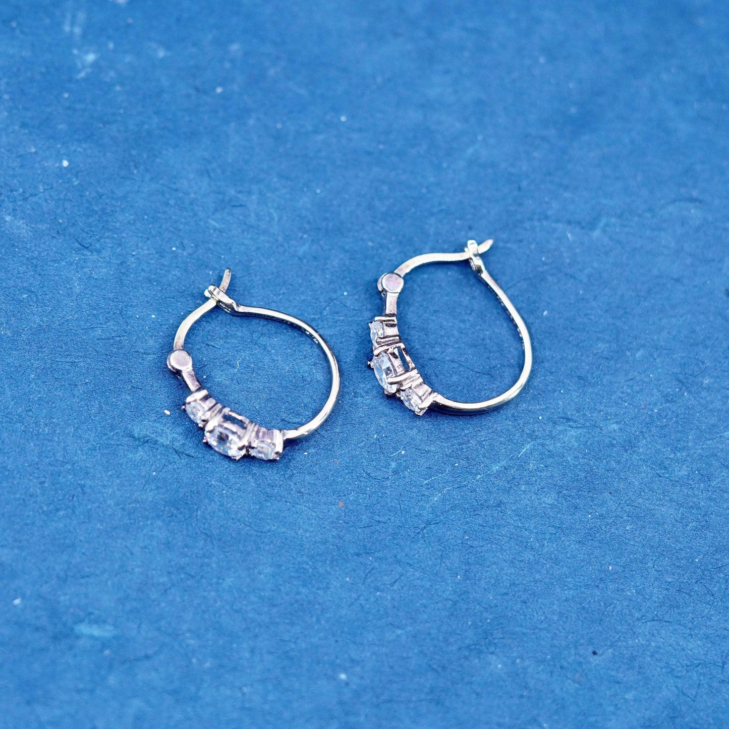 0.75” vermeil gold filled Sterling silver earrings, 925 huggie hoops with cz