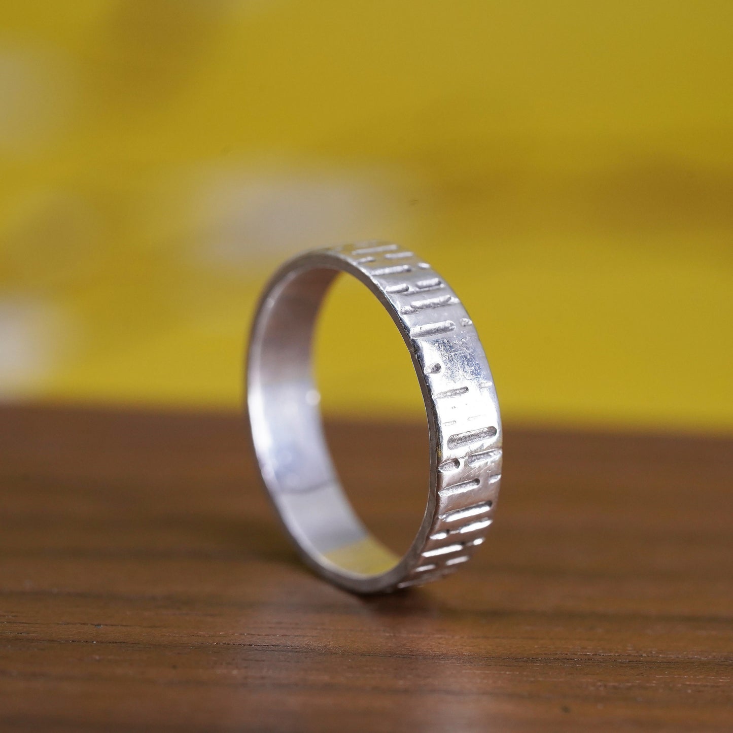 Size 6, vintage Sterling silver handmade ring, 925 beaded band