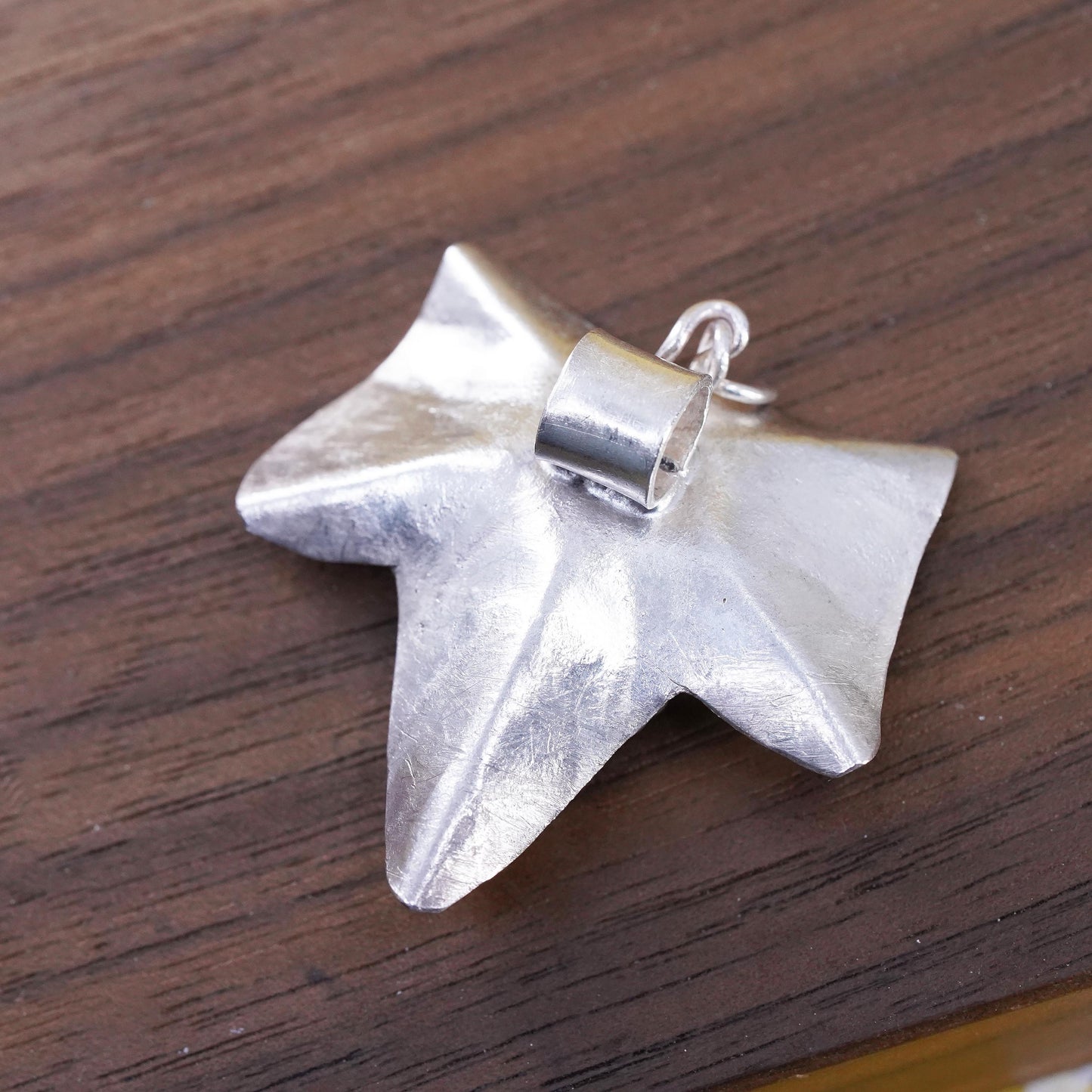 Vintage Mexican sterling 925 silver handmade grape leaf pendant