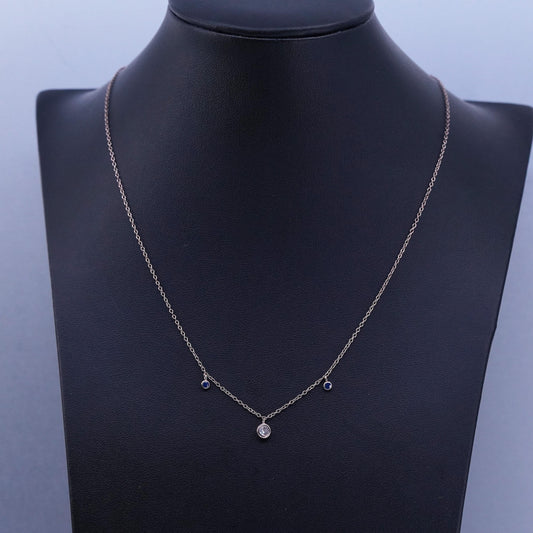 16+2”, vermeil rose gold over Sterling 925 silver necklace cz circle pendant