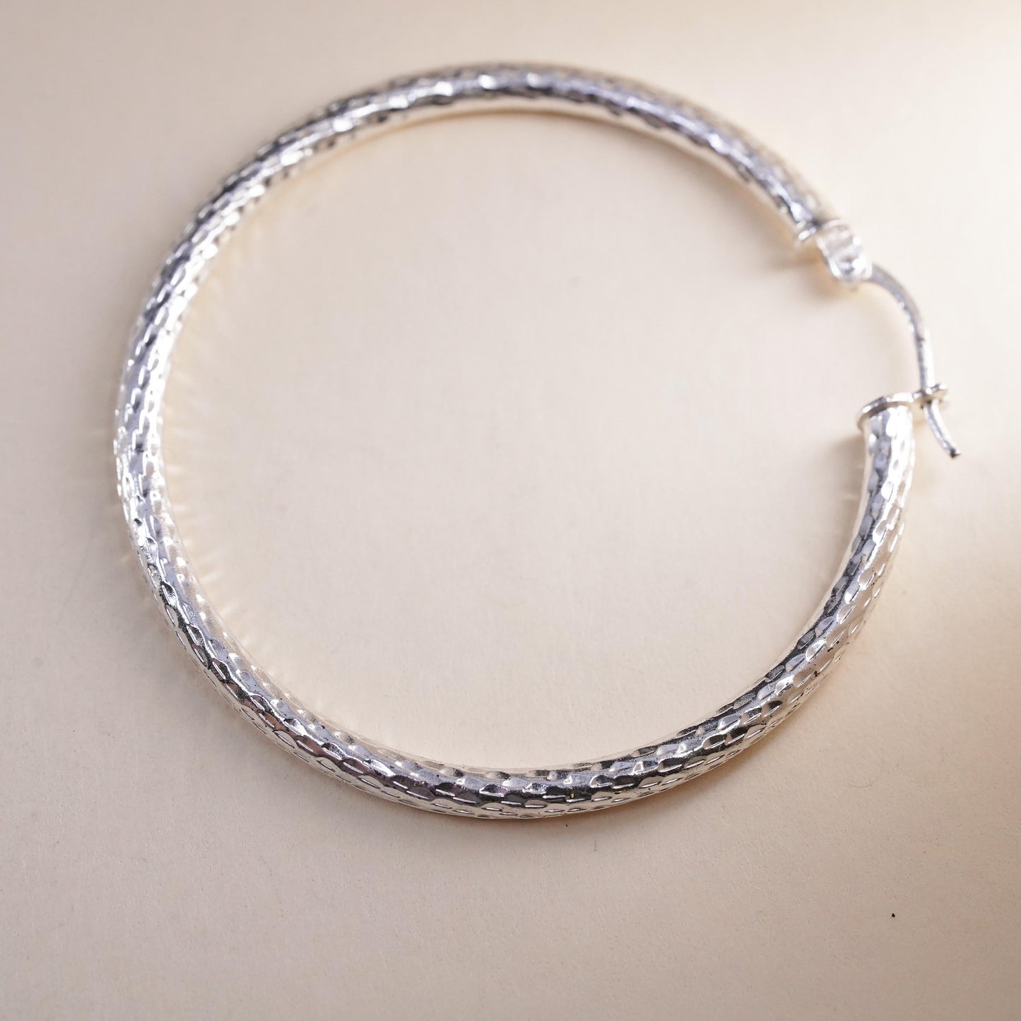 1.5", Vintage sterling 925 silver loop single earring, fashion primitive hoop