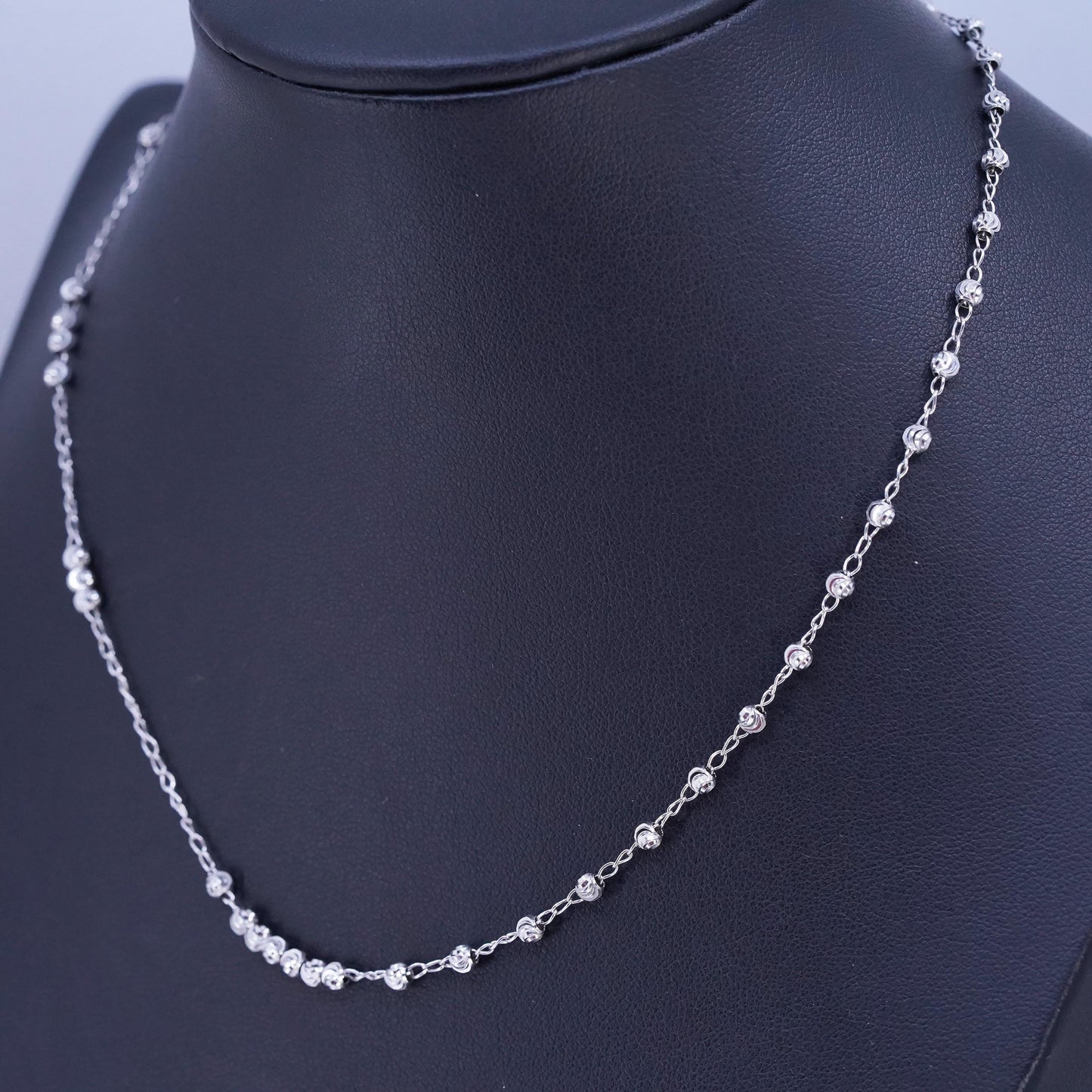 12+3" Italian sterling 925 silver circle, choker collar necklace textured beads