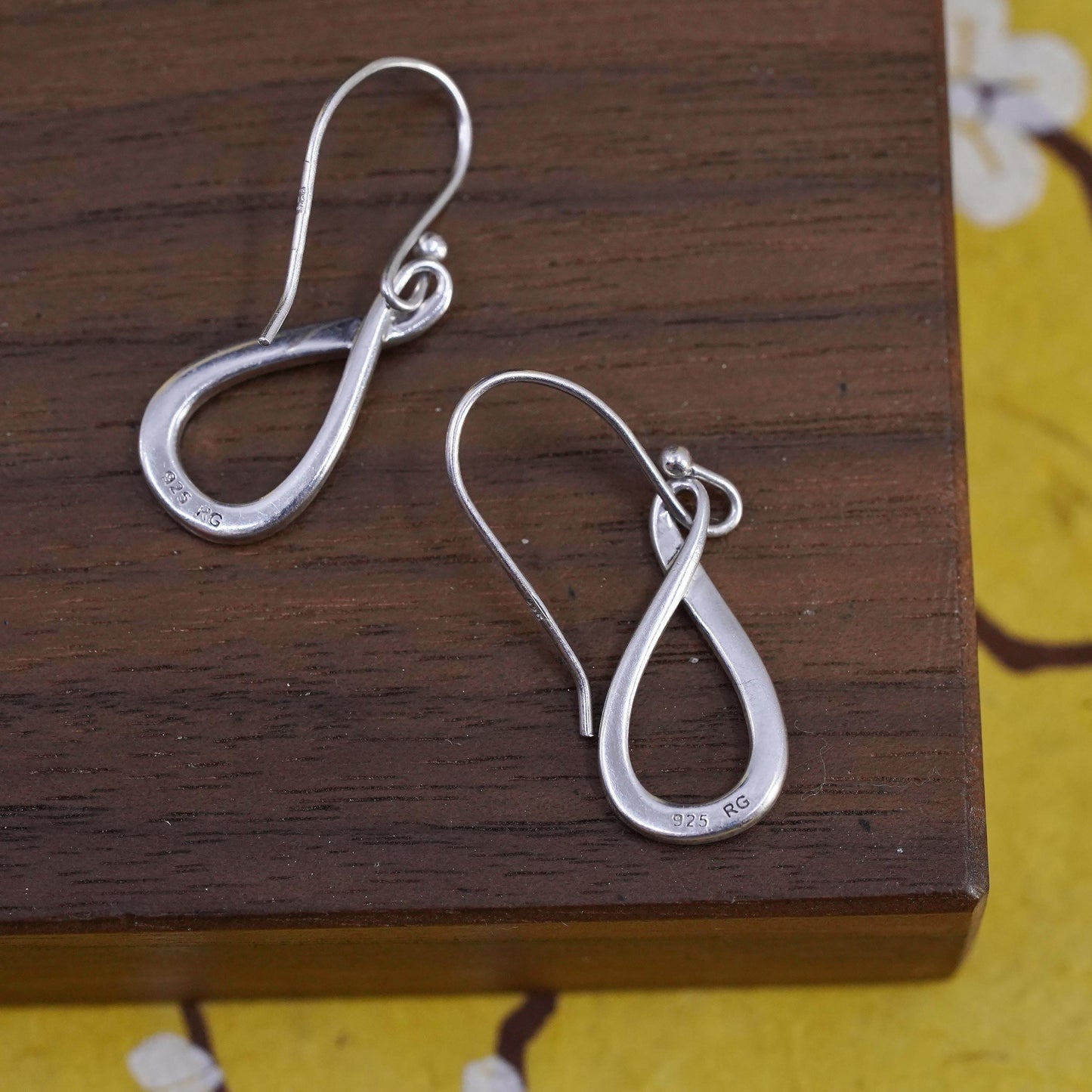 Vintage Sterling 925 silver handmade teardrop earrings with CZ