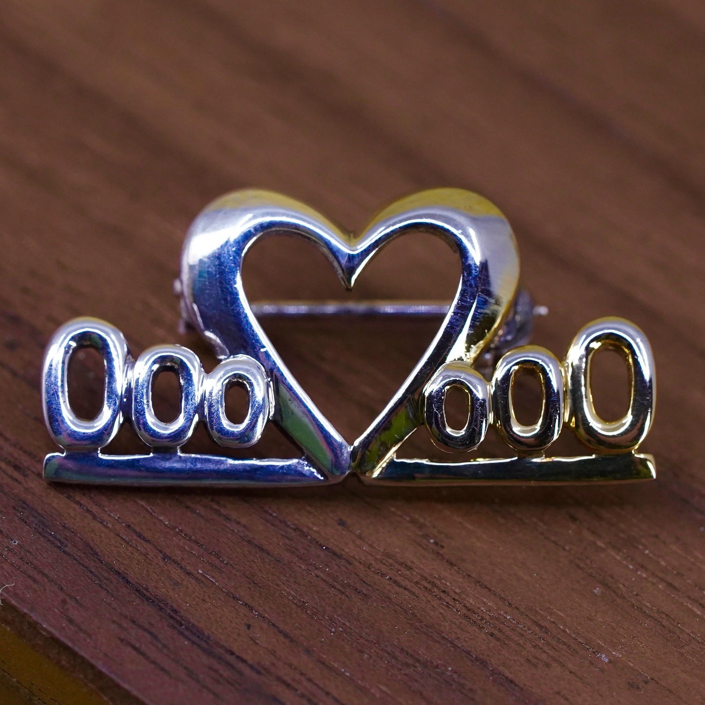 Vintage handmade sterling 925 silver heart brooch