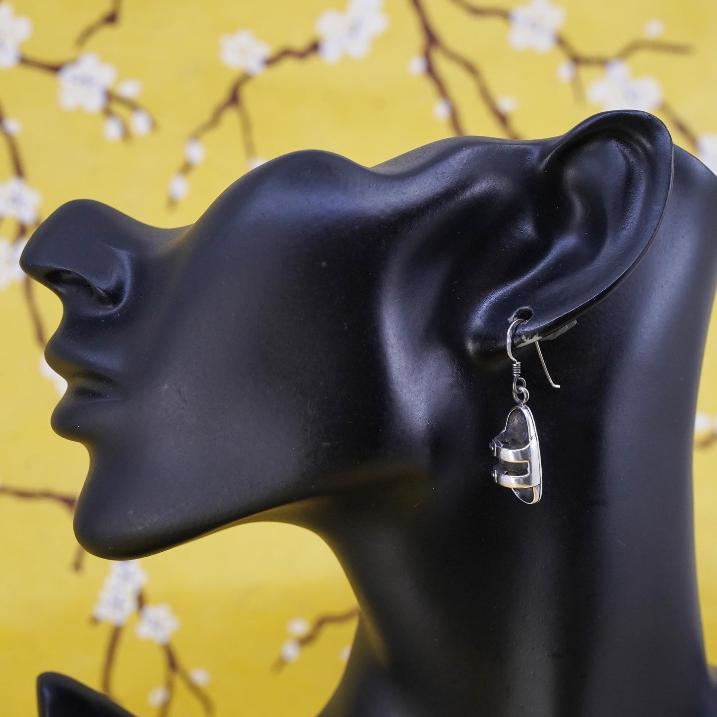Vintage Sterling silver handmade earrings, 925 sandal shoe drops