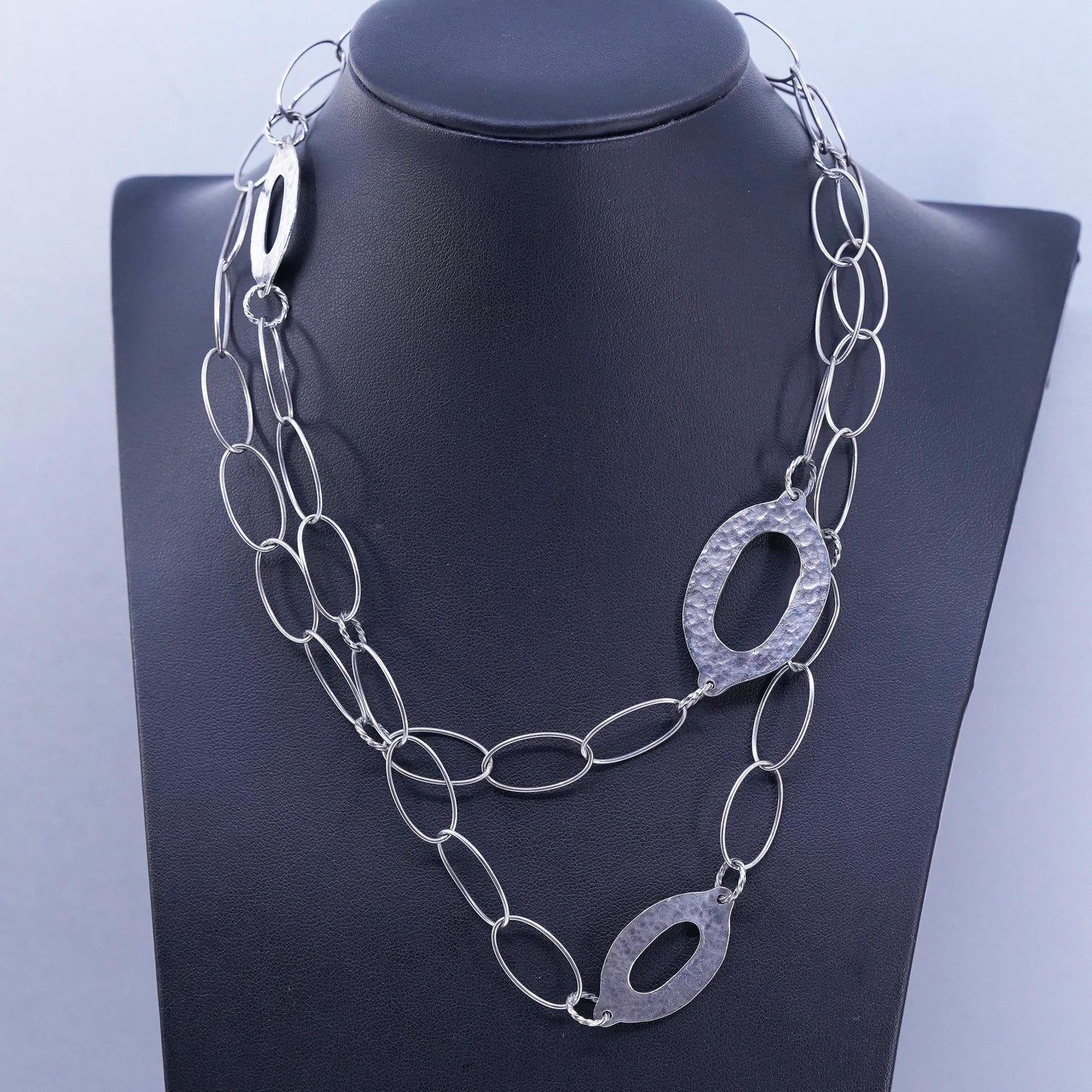 35”, Silpada N1506 925 Sterling Silver Oxidized Hammered extra long Necklace