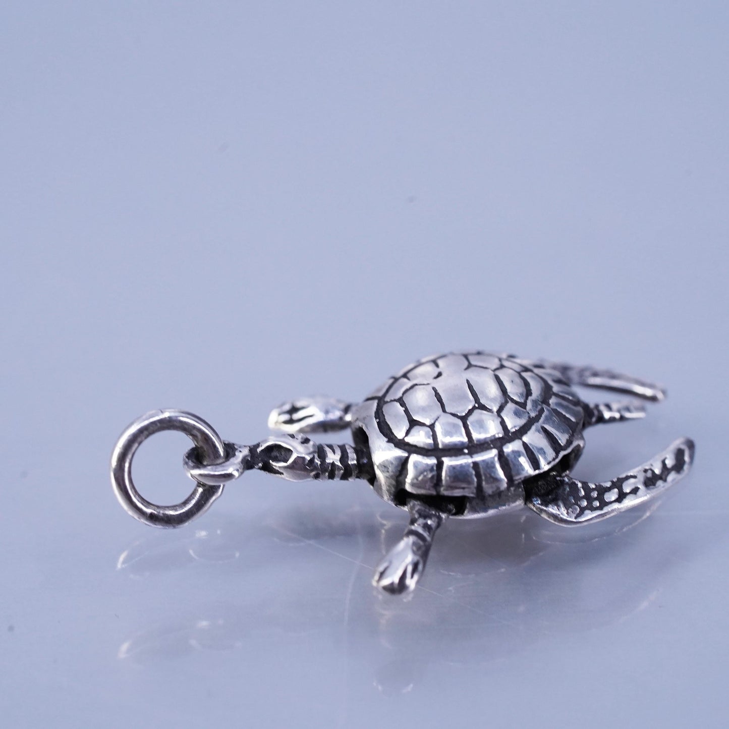 Vintage Sterling silver handmade 925 moving joints sea turtle charm pendant