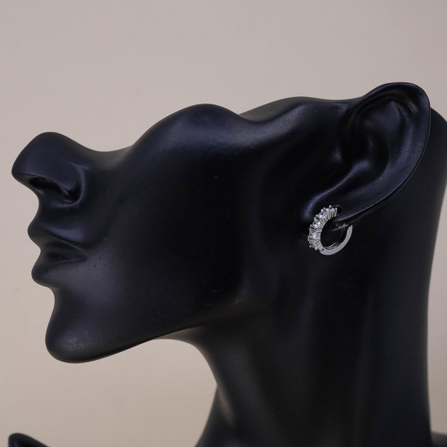 0.5", Vintage sterling silver loop single earring, fashion minimalist hoop cz