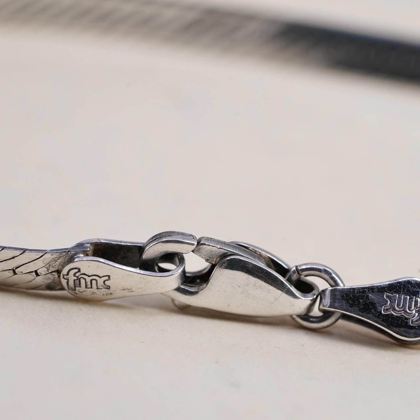 6.75" 4mm, Vintage Italian sterling silver bracelet, 925 herringbone chain
