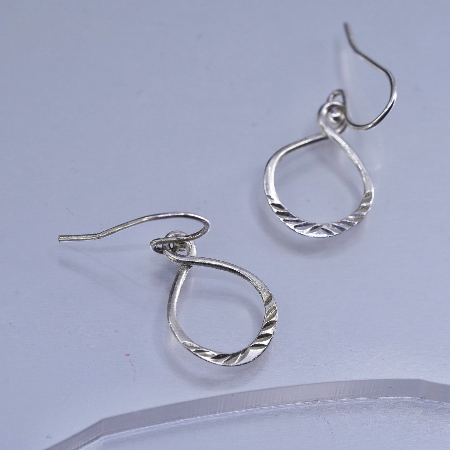 Vintage Sterling 925 silver textured teardrop earrings
