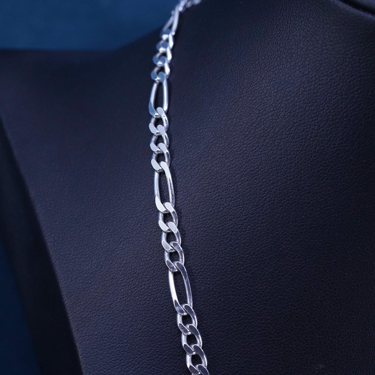 20”, 5mm, vintage Sterling silver handmade necklace, 925 Figaro link chain