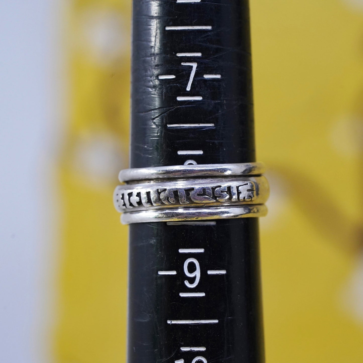 Size 8, vintage Sterling silver prayer ring, textured 925 spinner band