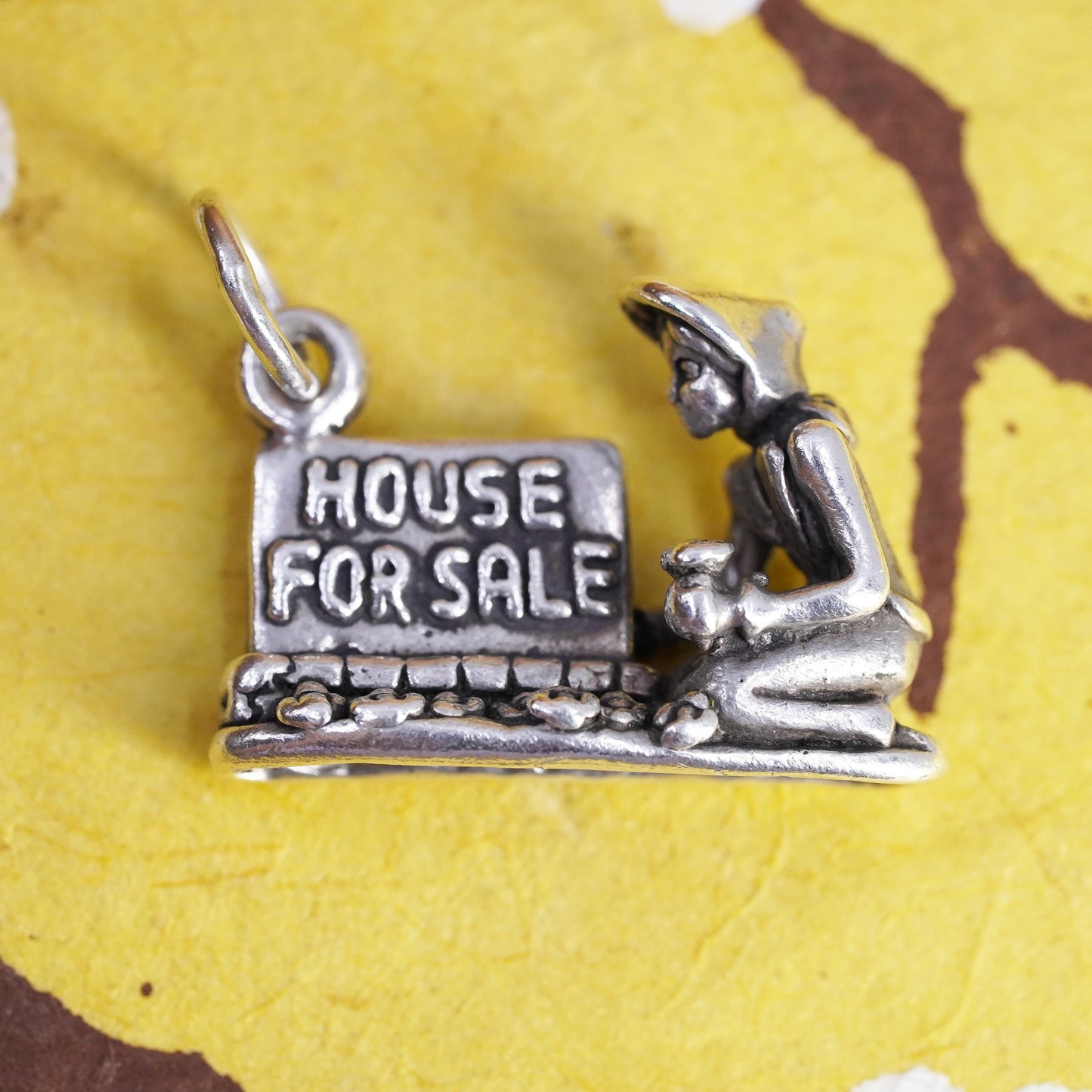 Sterling Silver Realtor Charm, 925 House For Sale Pendant, Real Estate Agent