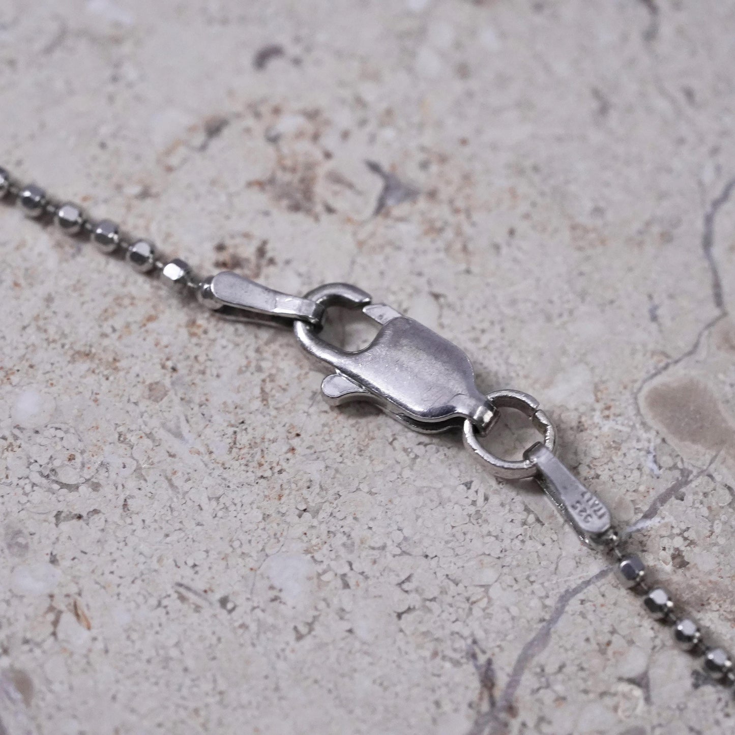 16", vintage Sterling silver necklace, 925 bead chain peace bird dove pendant