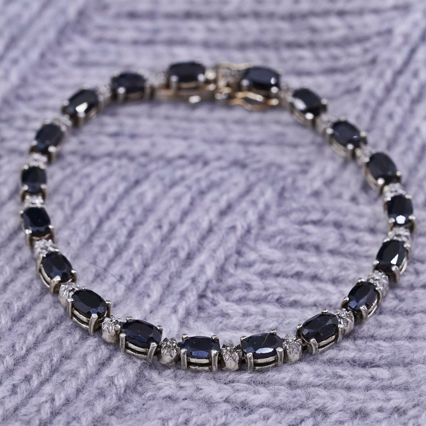 7”, vermeil gold over sterling 925 silver tennis bracelet with sapphire diamond