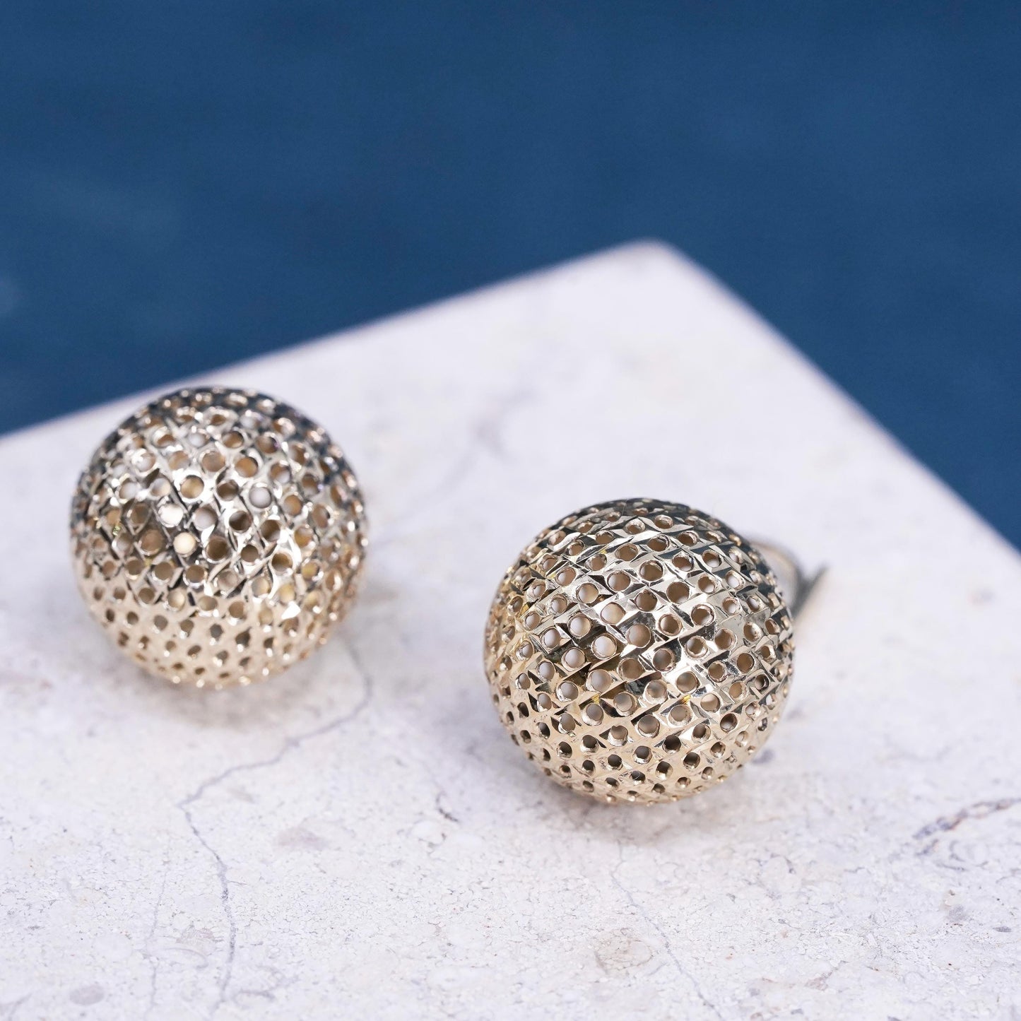 Vintage Italian vermeil gold over Sterling silver 925 earrings filigree beads