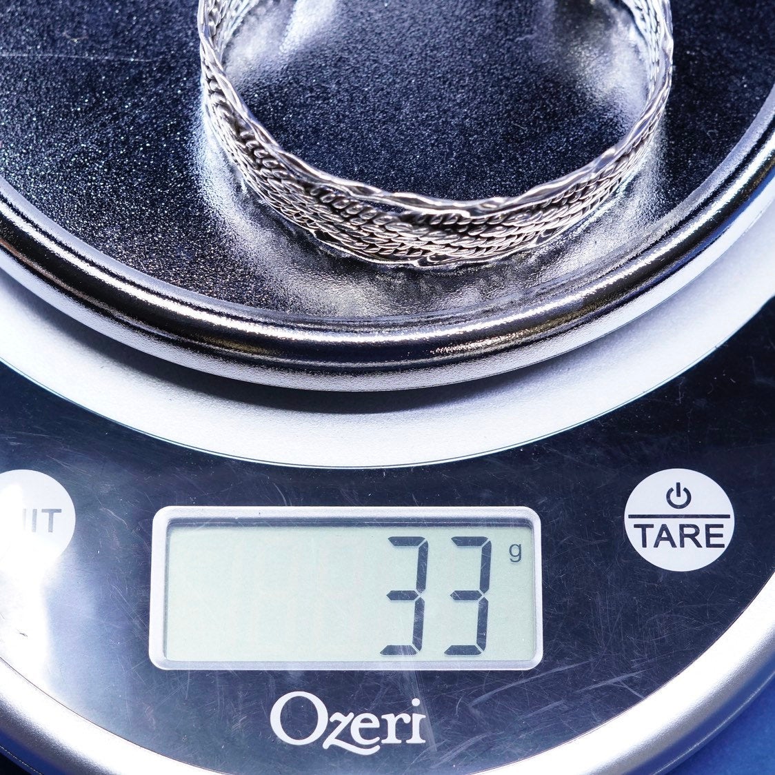 6.75", vtg Mexico sterling silver handmade bracelet wide 925 twisted cable cuff