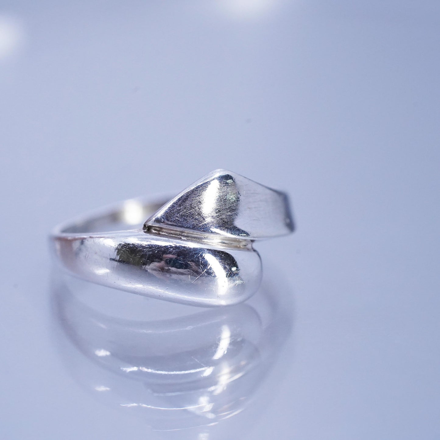 Size 8, vintage Sterling 925 silver handmade ring, wrap band