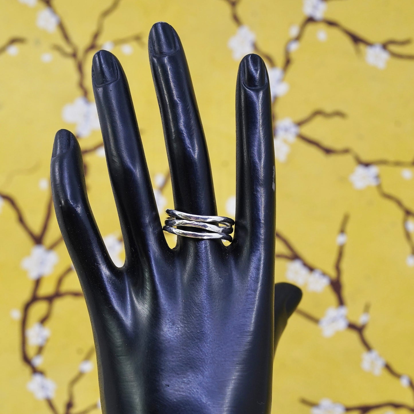 size 11.25, vintage Sterling silver handmade ring, 925 entwined band