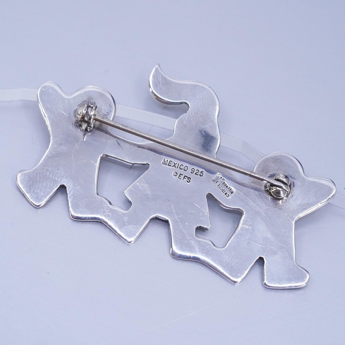 Antique sterling silver handmade brooch, 925 save the children