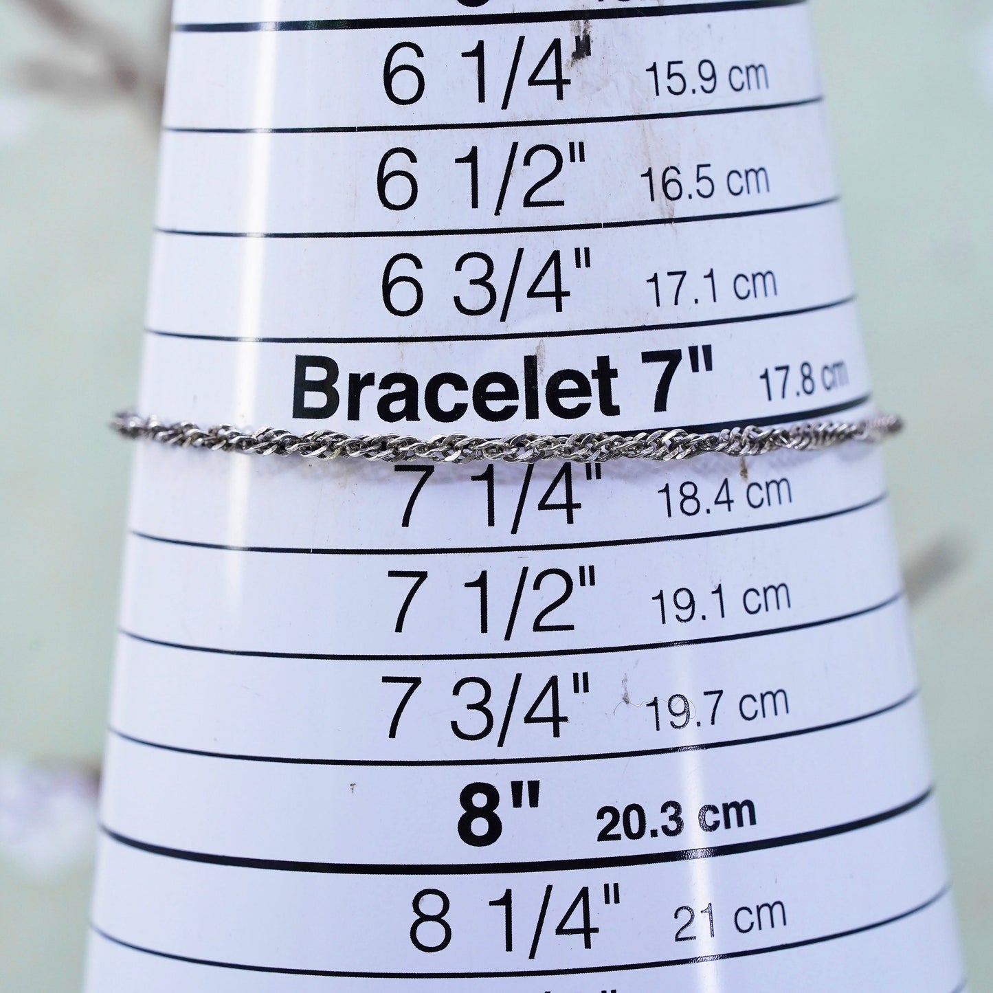 7.25”, 3mm, Vintage Milor sterling silver bracelet, twisted curb link bracelet