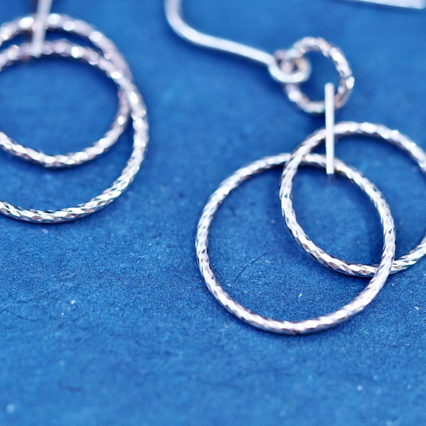 Vintage Dyadema Sterling Silver handmade Earrings. 925 entwined circle dangles