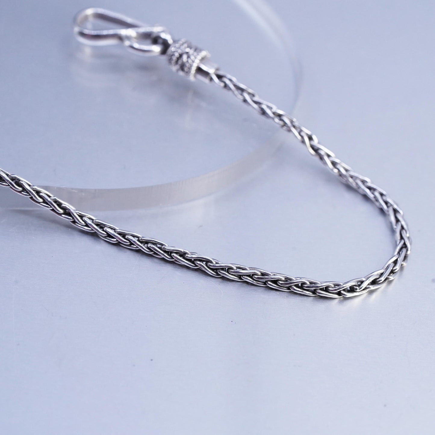 18" 3mm, vintage BA Suarti Sterling 925 silver handmade wheat chain necklace