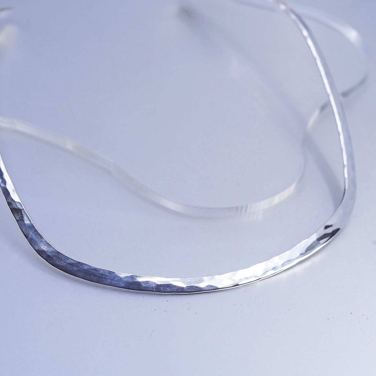 16", vintage Sterling 925 silver handmade hammered choker collar necklace