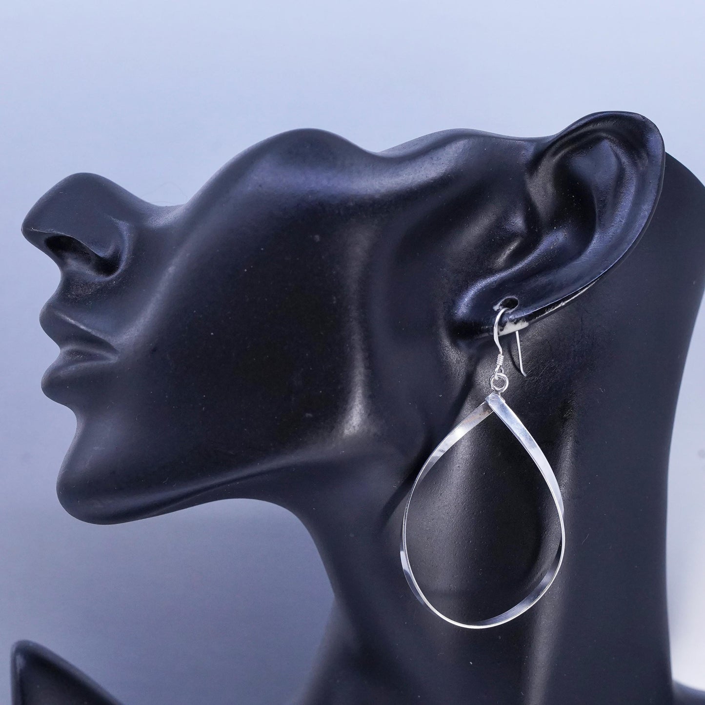 Vintage Sterling 925 silver handmade huge teardrop earrings