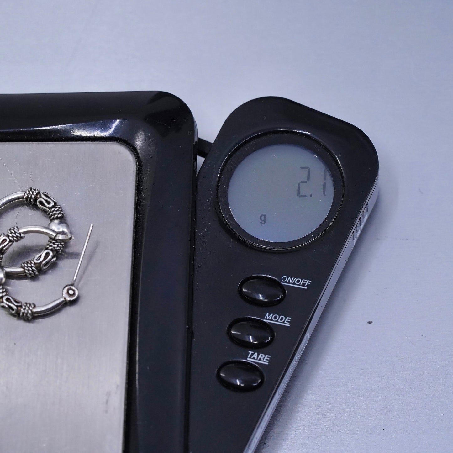 0.5”, vintage Sterling silver handmade earrings, 925 hoops bali beads