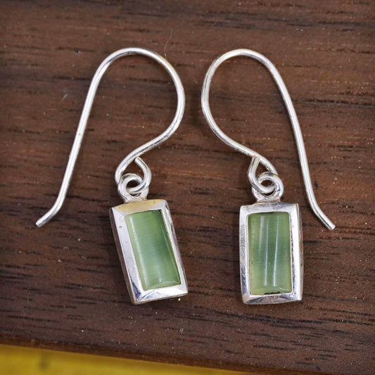 Vintage Sterling 925 silver handmade earrings with green jade