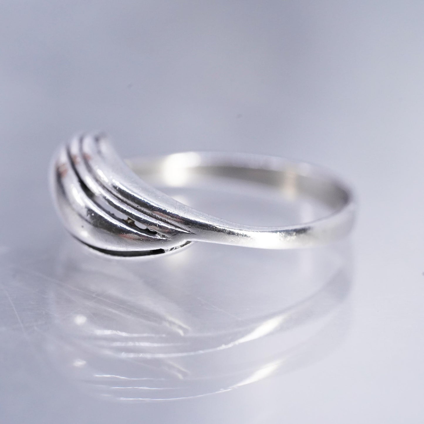 size 6.5, Vintage Sterling Silver Handmade Ring, 925 wave Band