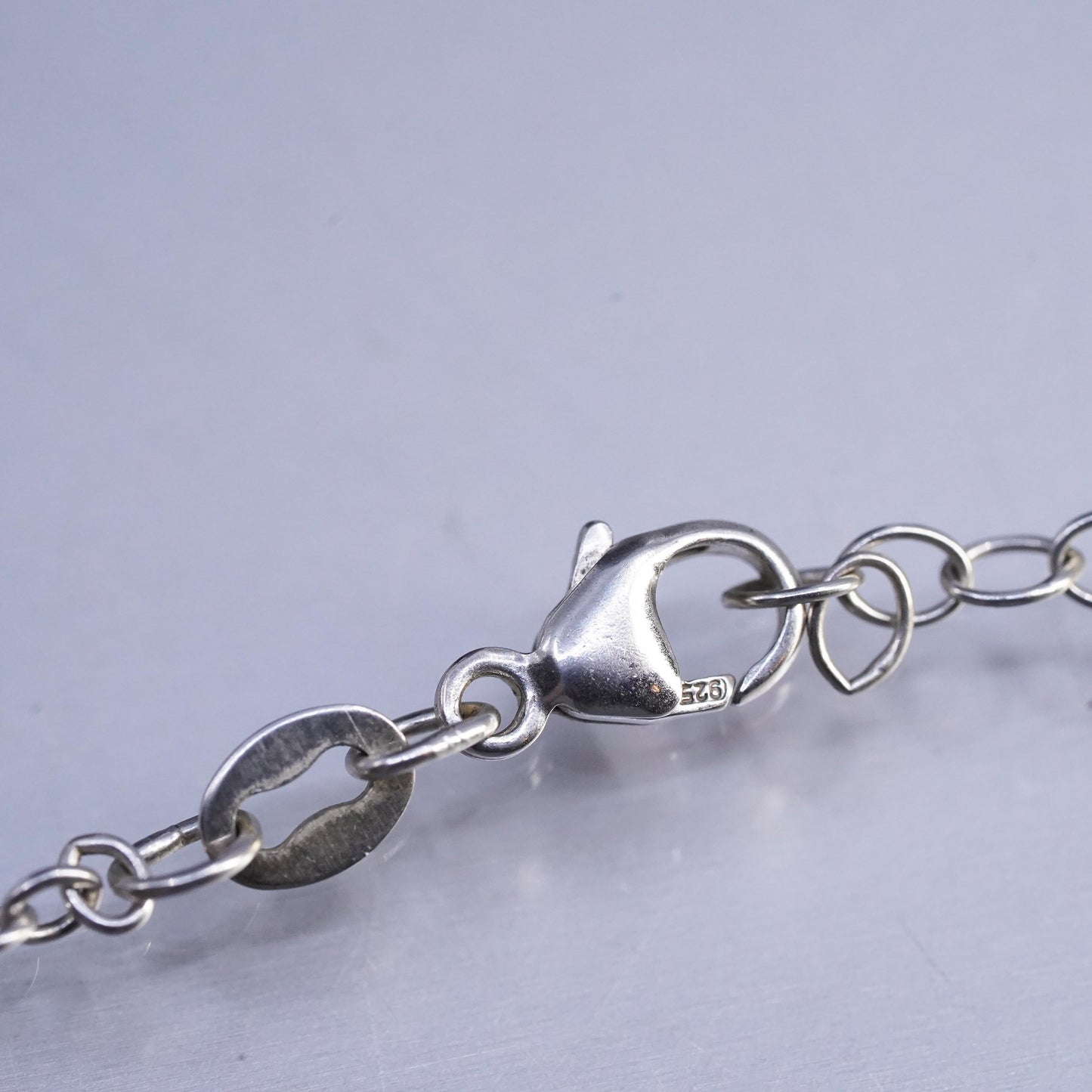 18+2" 2mm, vintage Sterling 925 silver circle chain necklace