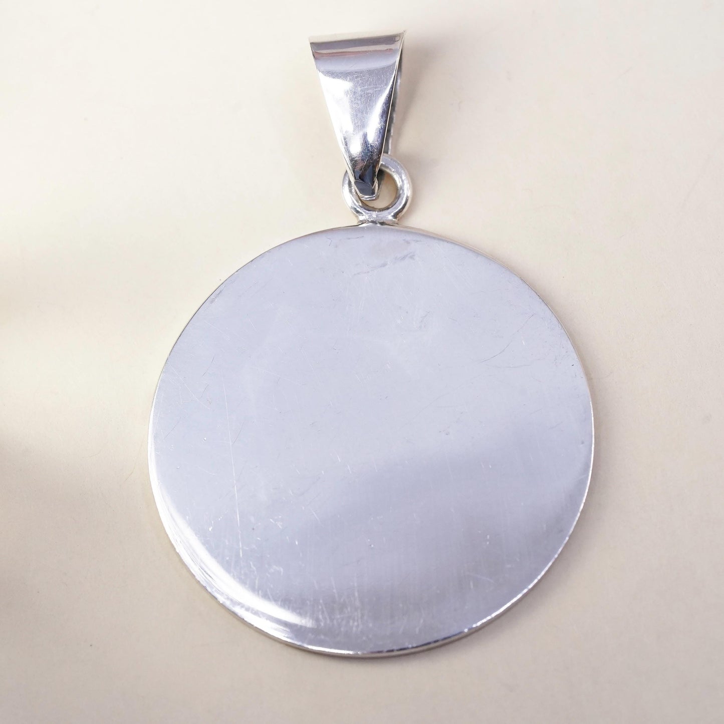 Vintage Mexican sterling 925 silver blank circle pendant