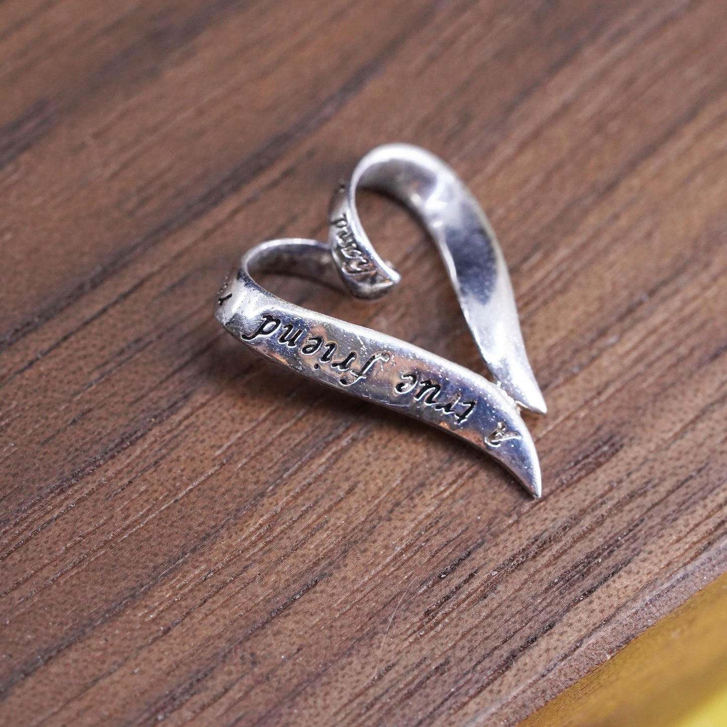 Vintage Sterling silver handmade quote pendant, 925 heart