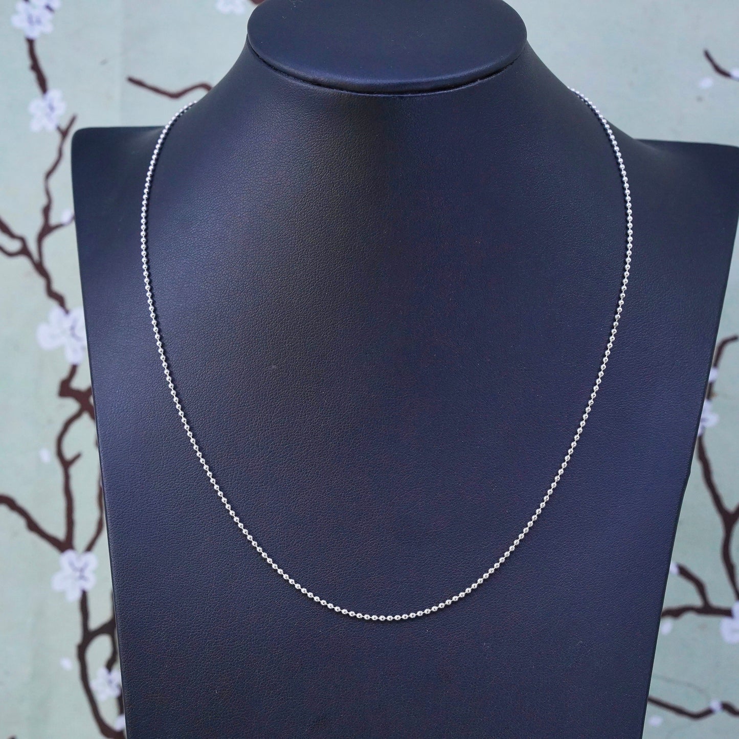 18”, Vintage Italian sterling silver beads chain, 925 necklace