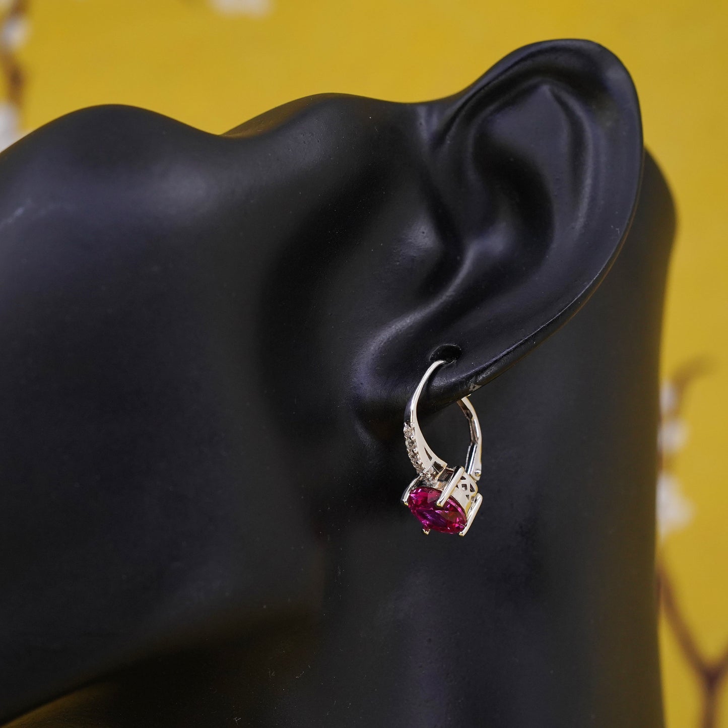 Vintage Sterling 925 silver earrings with ruby