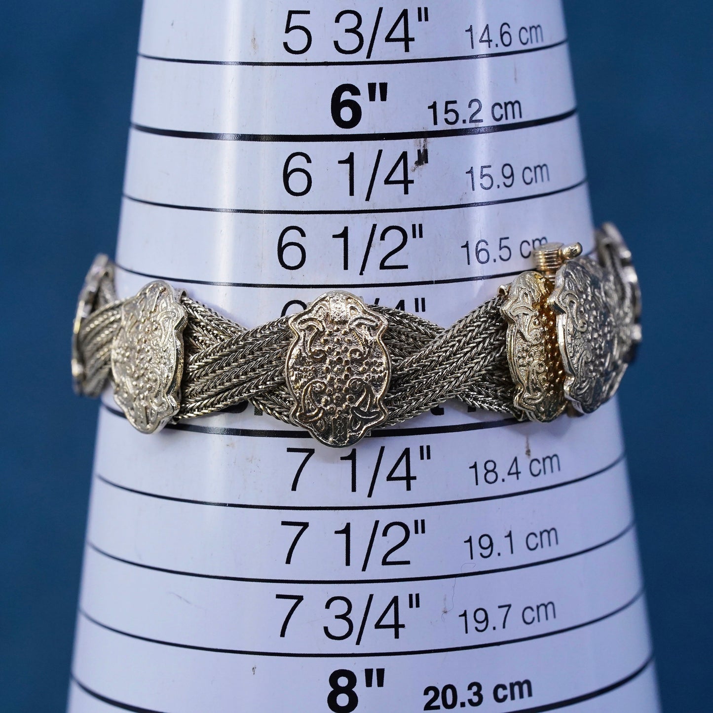 6.75", vintage vermeil gold filled handmade Sterling 925 silver tennis bracelet