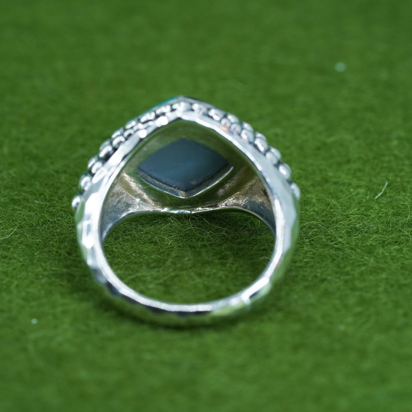 7, vintage Michael Dawkins Sterling 925 silver handmade ring golden druzy stone