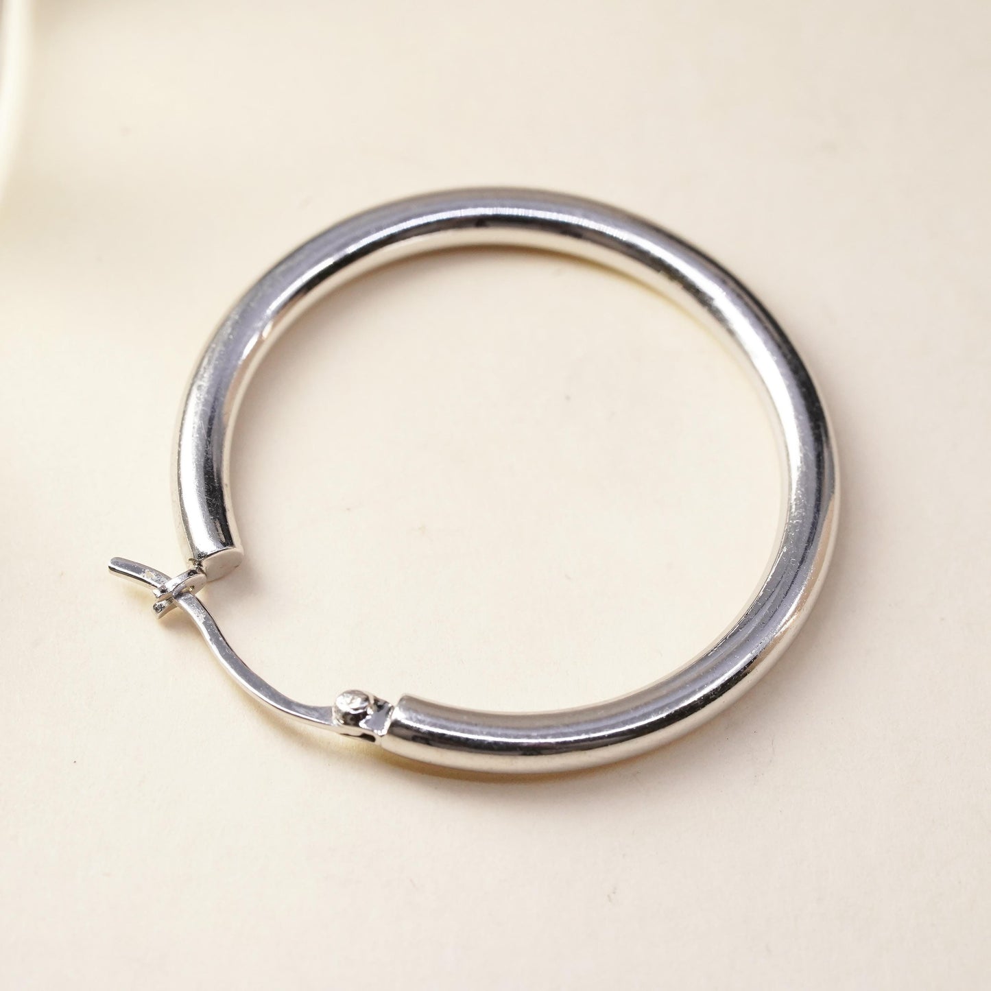 1.25", Vintage sterling silver loop single earring, bold minimalist hoop