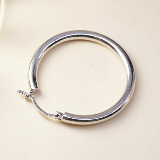 1.25", Vintage sterling silver loop single earring, bold minimalist hoop