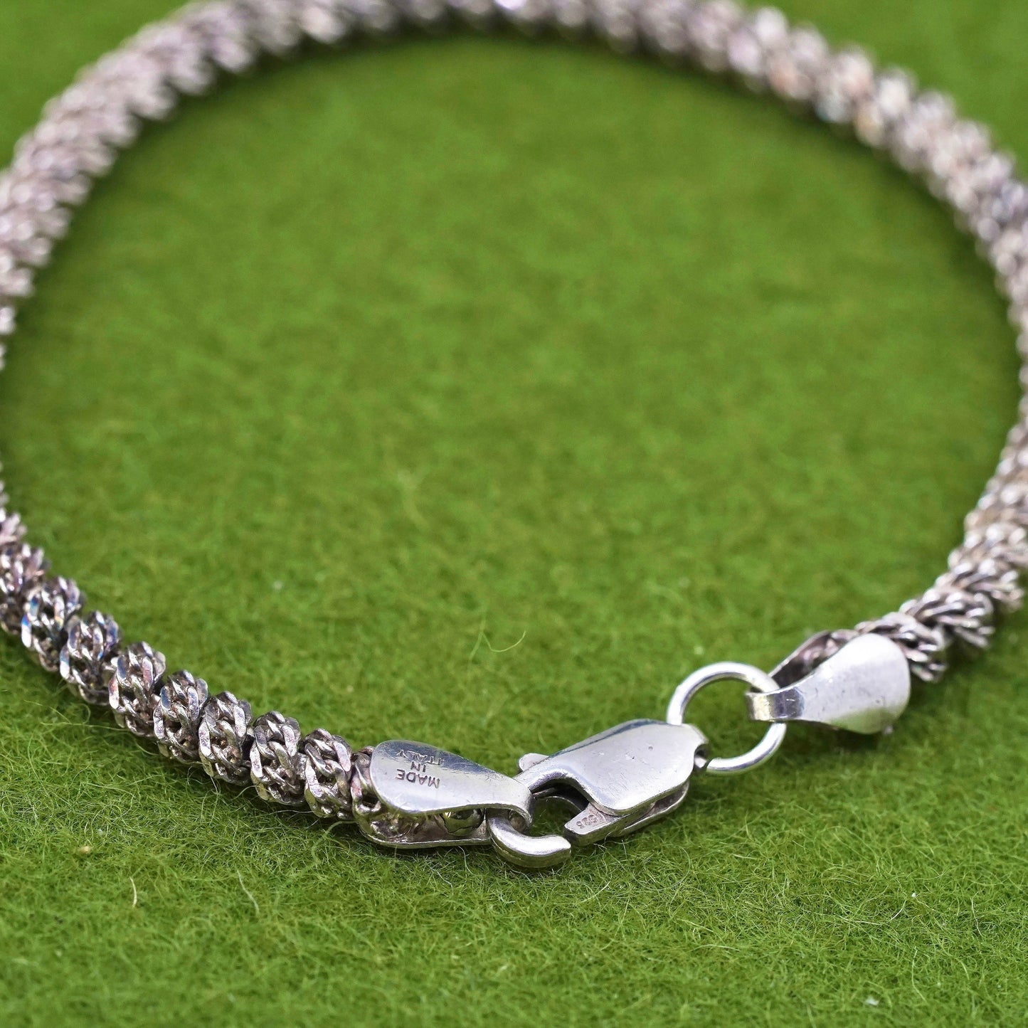 6.5” 4mm, Vintage Italian sterling 925 silver twisted curb chain bracelet