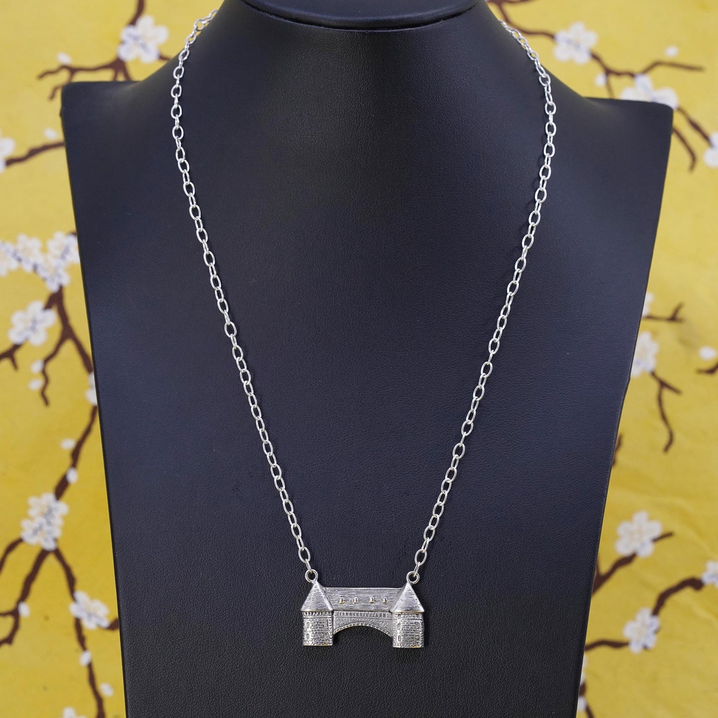 18" southwestern sterling silver necklace, 925 circle chain casual pendant