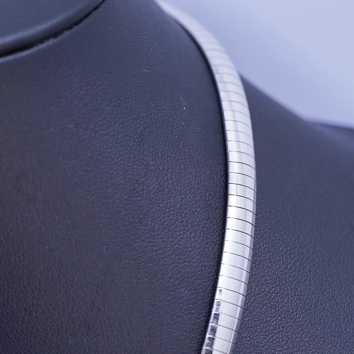 17" Italian Sterling silver handmade necklace, solid 925 silver omega chain