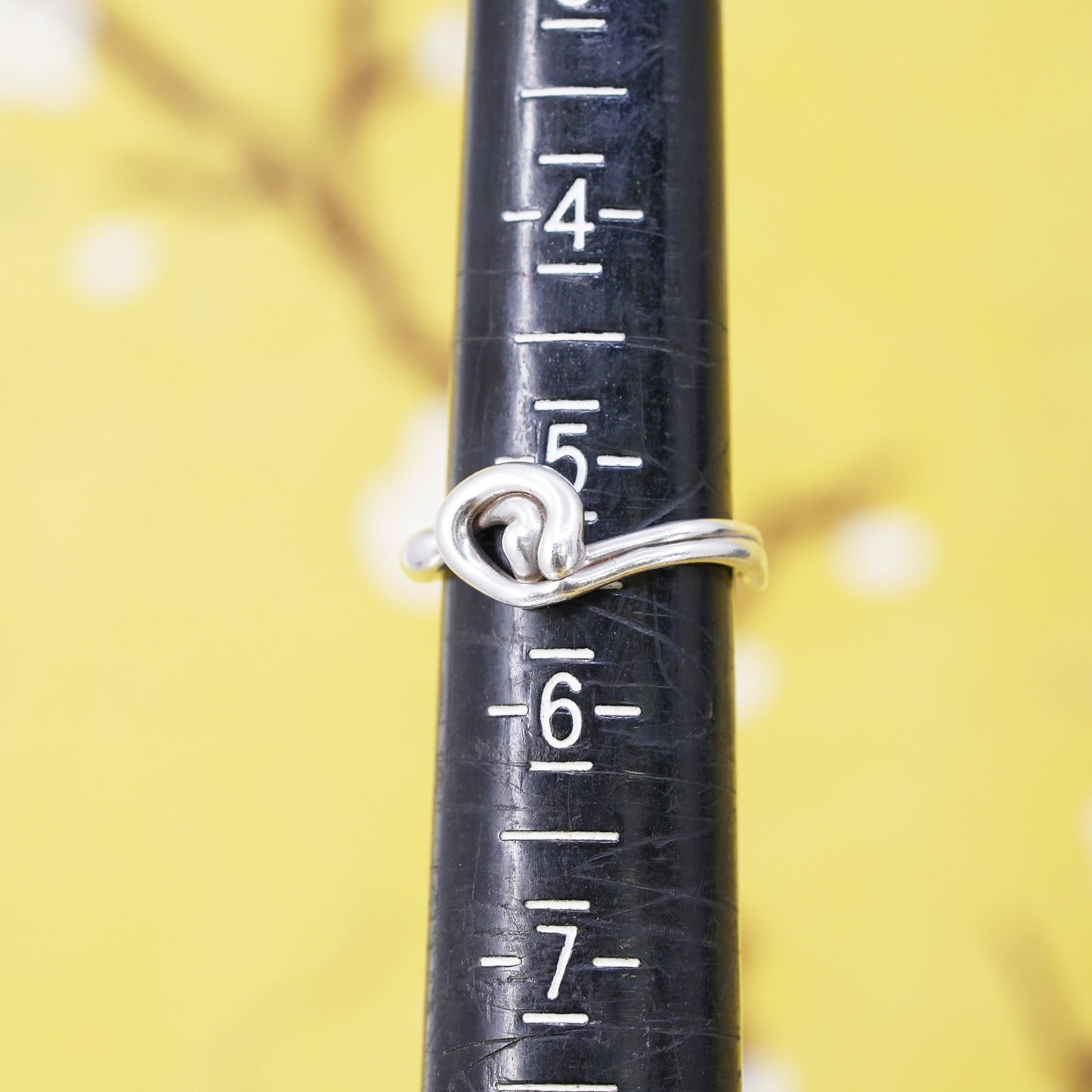 Size 5.25, vintage Sterling silver handmade ring, 925 brutalism band, open end