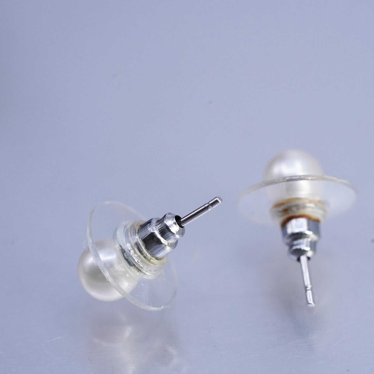 5mm, Vintage Sterling 925 silver handmade earrings, studs with pearl