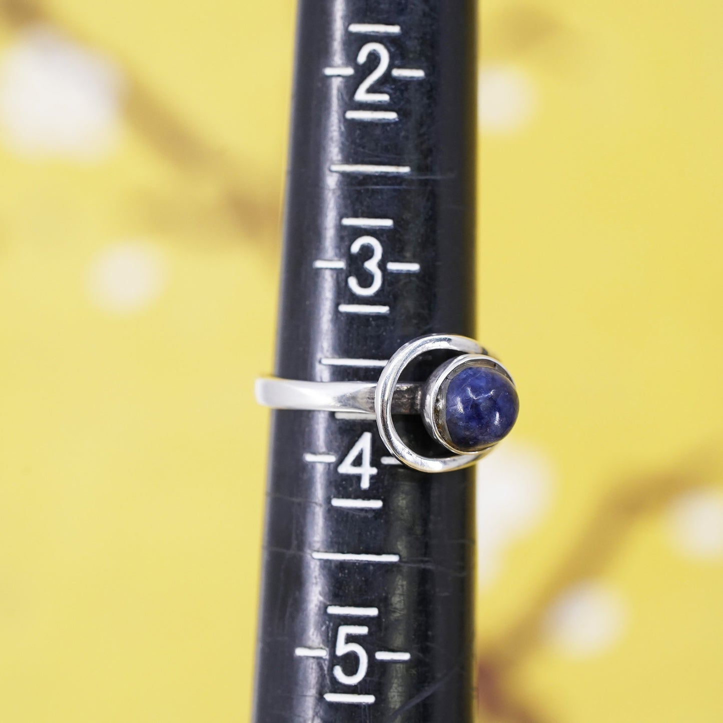 Size 3.75, vintage Sterling 925 silver handmade ring with sodalite