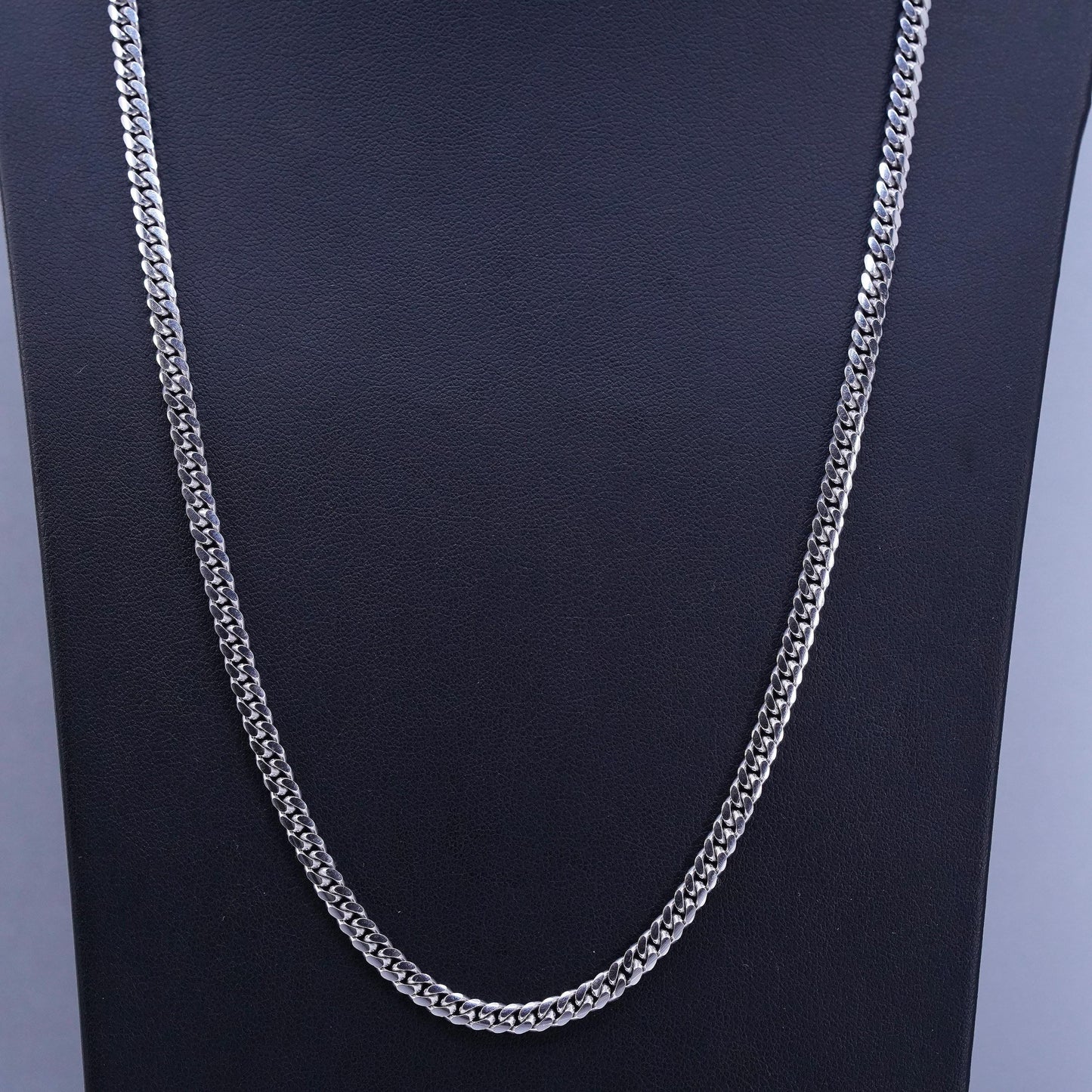 24” 5mm, vintage Italian Sterling 925 silver bold flatten curb chain necklace