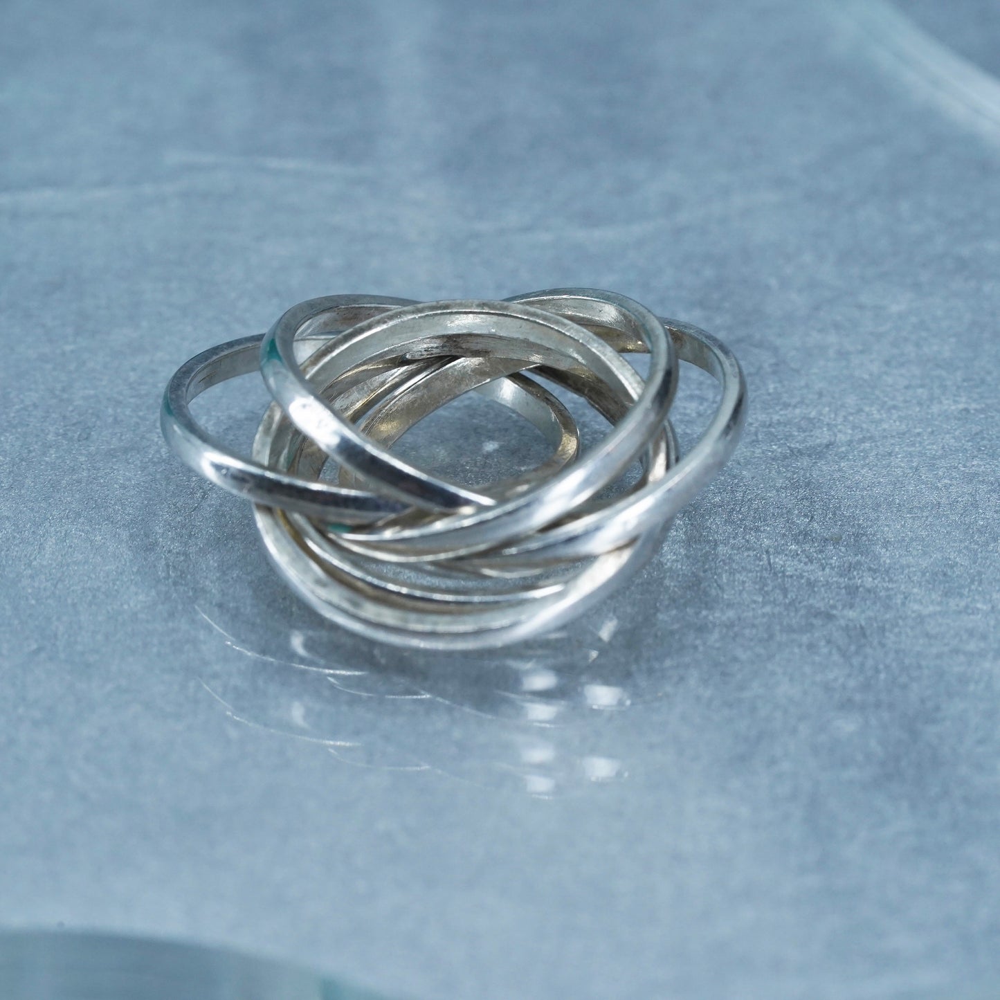 Size 5.5, vintage southwestern Sterling 925 silver entwined ring, multi band