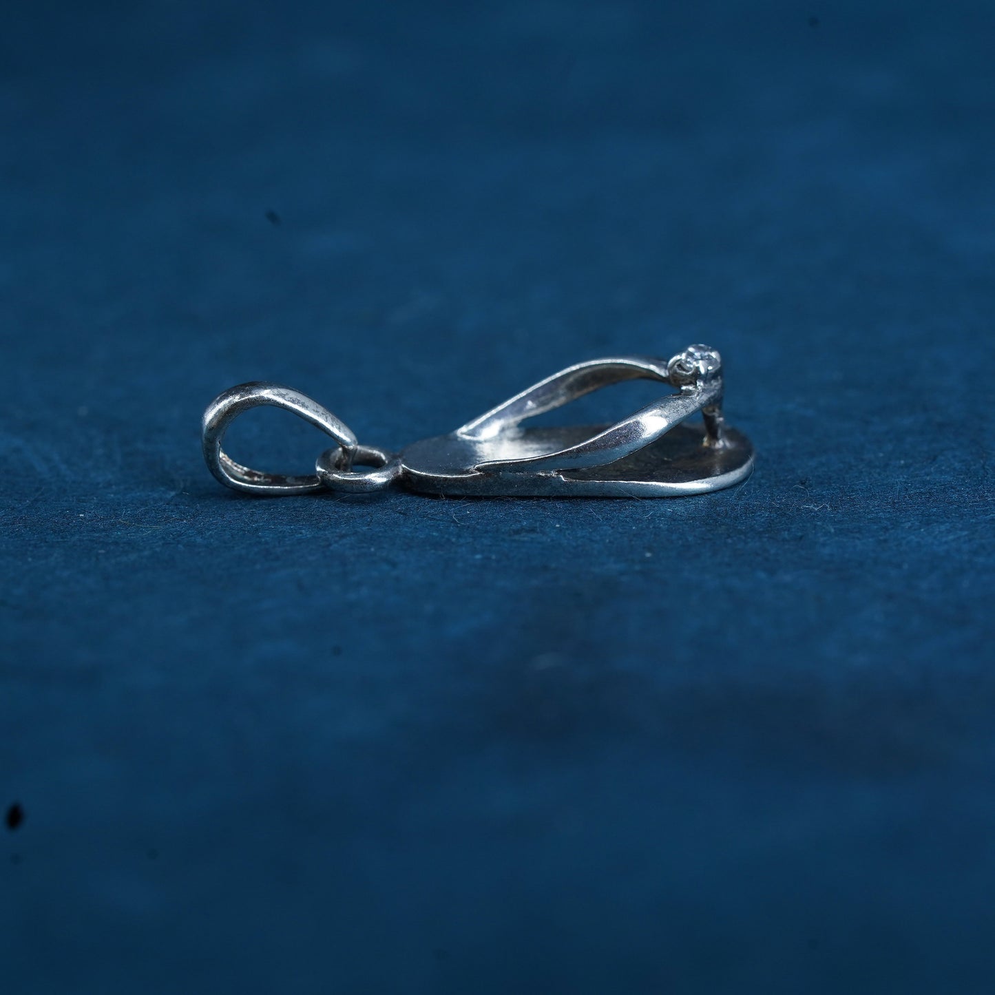Vintage Sterling silver handmade pendant, 925 sandal flip flop with diamond